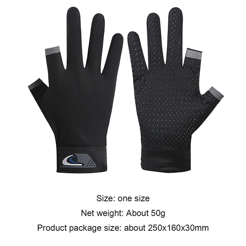 Luvas de pesca femininas corte de dois dedos masculino touchscreen pesca antiderrapante à prova de sol respirável ciclismo luvas de fitness
