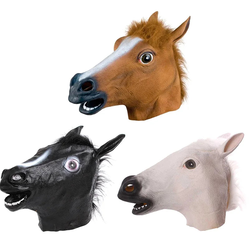 Novo criativo e peculiar halloween rpg máscara de cabeça de cavalo acessórios de cabeça de animal adereços de desempenho de festa
