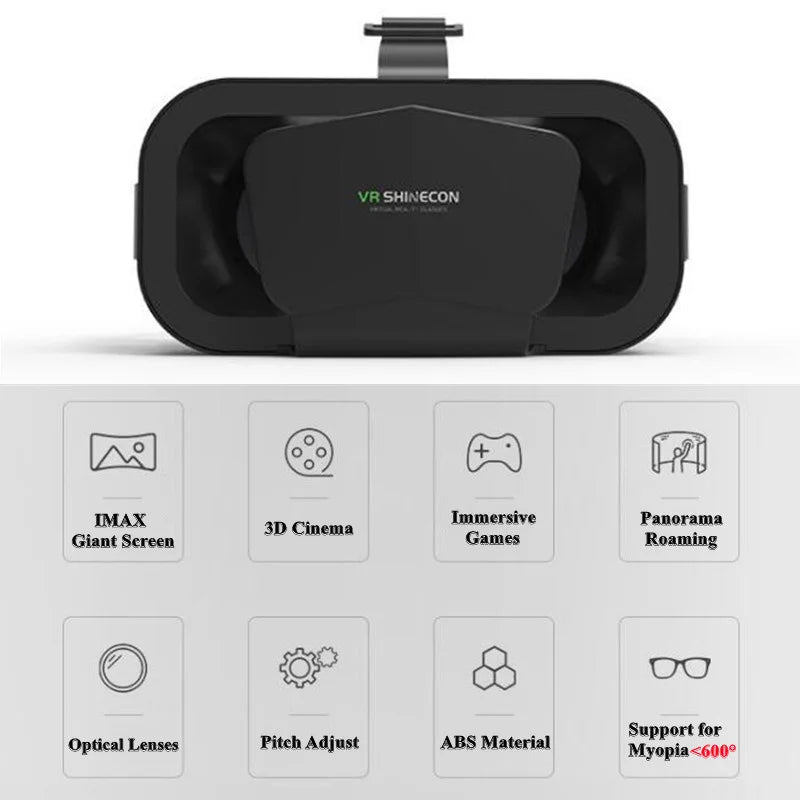 Óculos de realidade virtual com tela, google caixa de papelão, capacete vr para telefone de 4.7 a 7 polegadas, suporte para controle de jogo