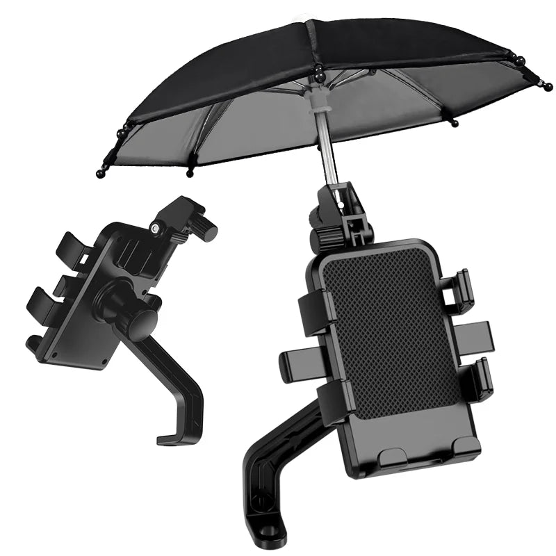 Suporte de celular para motocicleta e guarda-chuva, à prova de chuva, para bicicleta, scooter, ao ar livre, clipe de telefone, montagem no guidão, para iphone