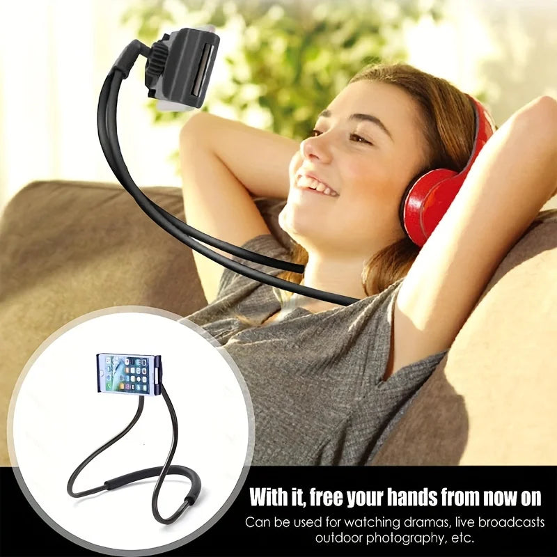 Suporte giratório de telefone de 360 graus, suporte para tablet de streaming ao vivo de mesa, suporte de colar preguiçoso, suporte de suspensão no pescoço