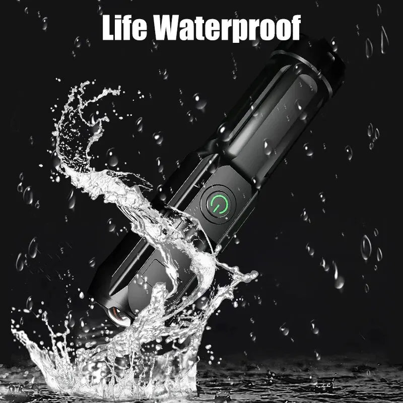 Poderosa lanterna led 100000 lúmen lanternas táticas recarregável usb 18650 zoom à prova dwaterproof água pesca caça lanterna led