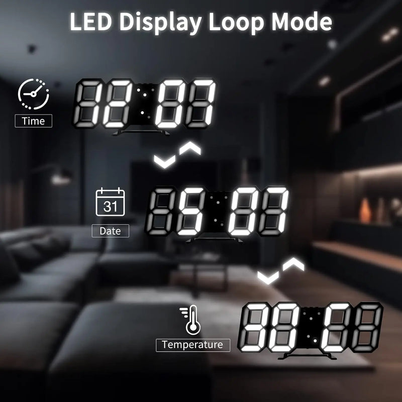 Relógio digital luminoso moda relógio de parede multifuncional criativo usb plug in relógio eletrônico decoração para casa