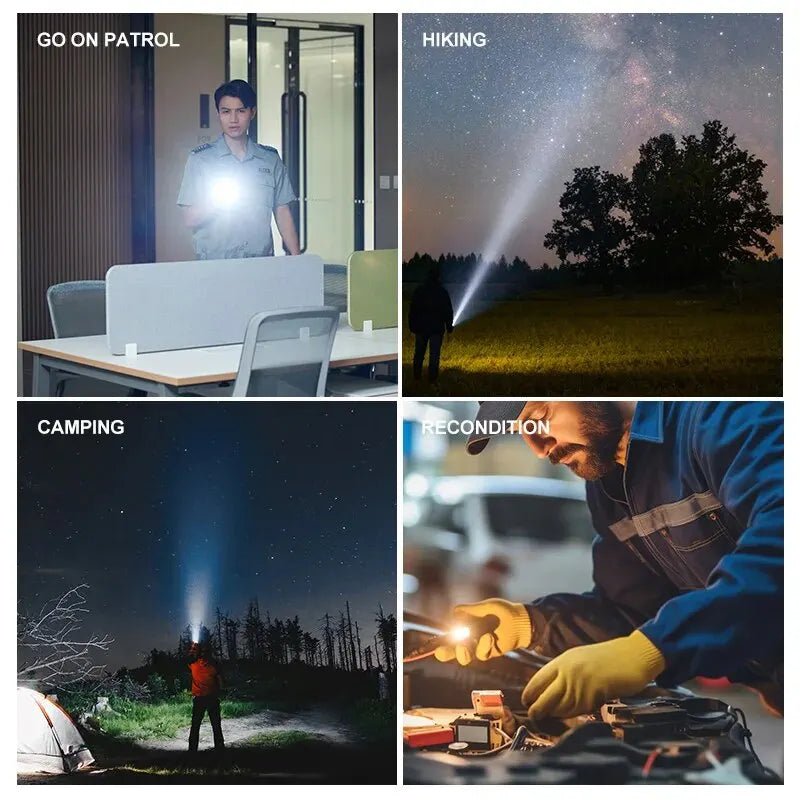 Poderosa lanterna led 100000 lúmen lanternas táticas recarregável usb 18650 zoom à prova dwaterproof água pesca caça lanterna led