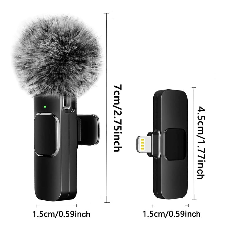 Microfone de lapela sem fio, gravação de áudio e vídeo, mini microfone para iphone, android, laptop, jogos ao vivo, microfone para celular
