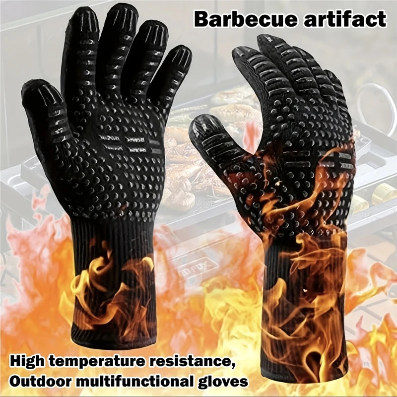 Luvas para churrasco, resistência a altas temperaturas, forno, 500 800 graus, à prova de fogo, churrasco, isolamento térmico, luvas de micro-ondas