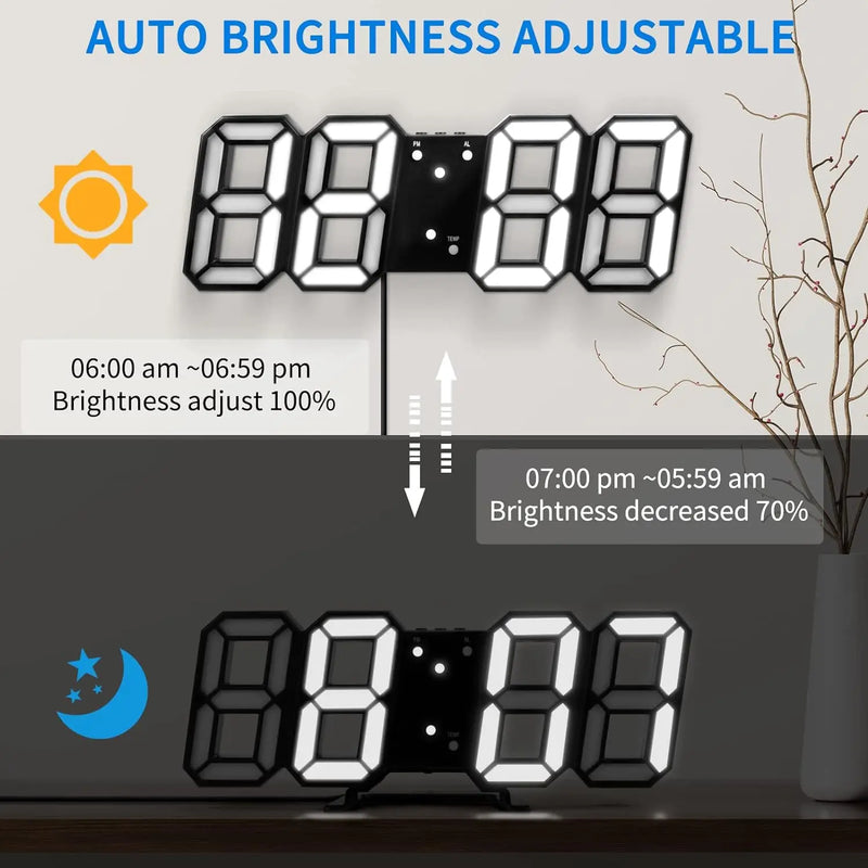 Relógio digital luminoso moda relógio de parede multifuncional criativo usb plug in relógio eletrônico decoração para casa