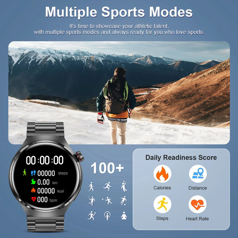 Relógio inteligente masculino relógio 4 pro amoled tela hd bluetooth chamada gps nfc freqüência cardíaca à prova dwaterproof água smartwatch 2024 novo