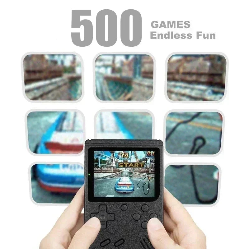 Mini console de videogame portátil de 8 bits e 3,0 polegadas LCD colorido para crianças com 500 jogos integrados
