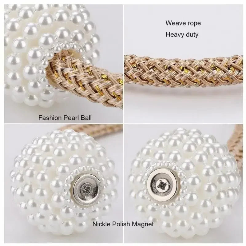 2 pçs pérola clipe de cortina magnética suportes de cortina gravata volta fivela clipes pendurado bola fivela gravata volta cortina decoração acessórios