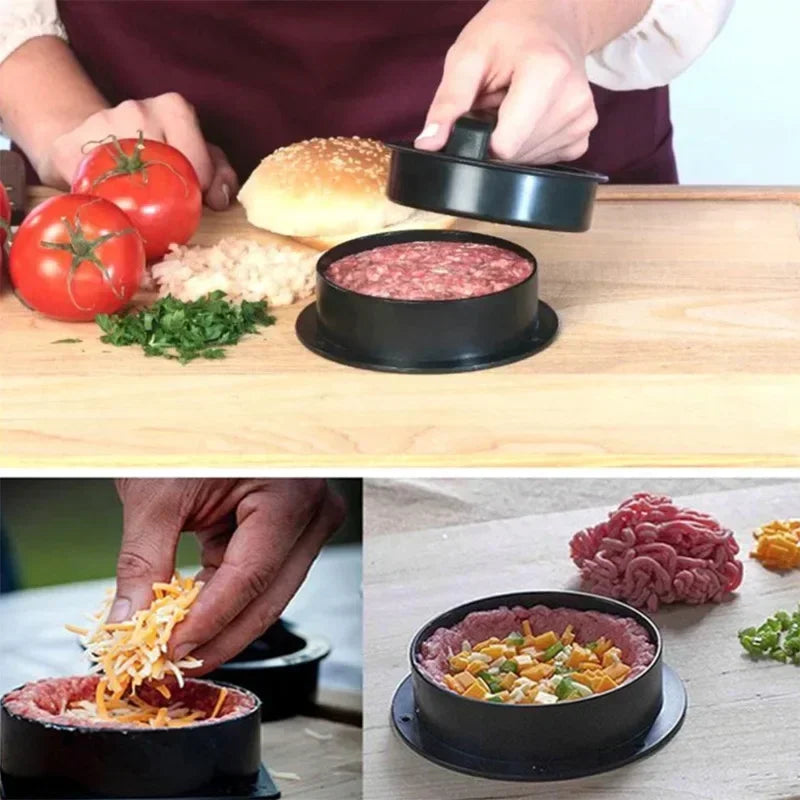 Prensa de carne para hambúrguer, forma redonda abs, antiaderente, rissóis de hambúrguer, grelha, torta, molde, acessórios de cozinha