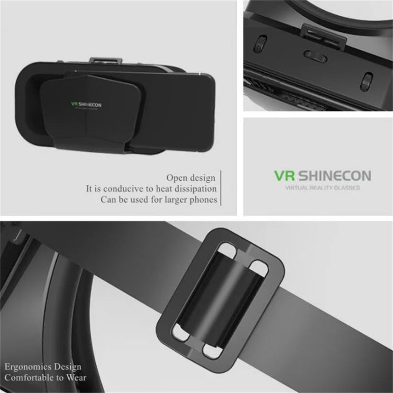 Óculos de realidade virtual com tela, google caixa de papelão, capacete vr para telefone de 4.7 a 7 polegadas, suporte para controle de jogo
