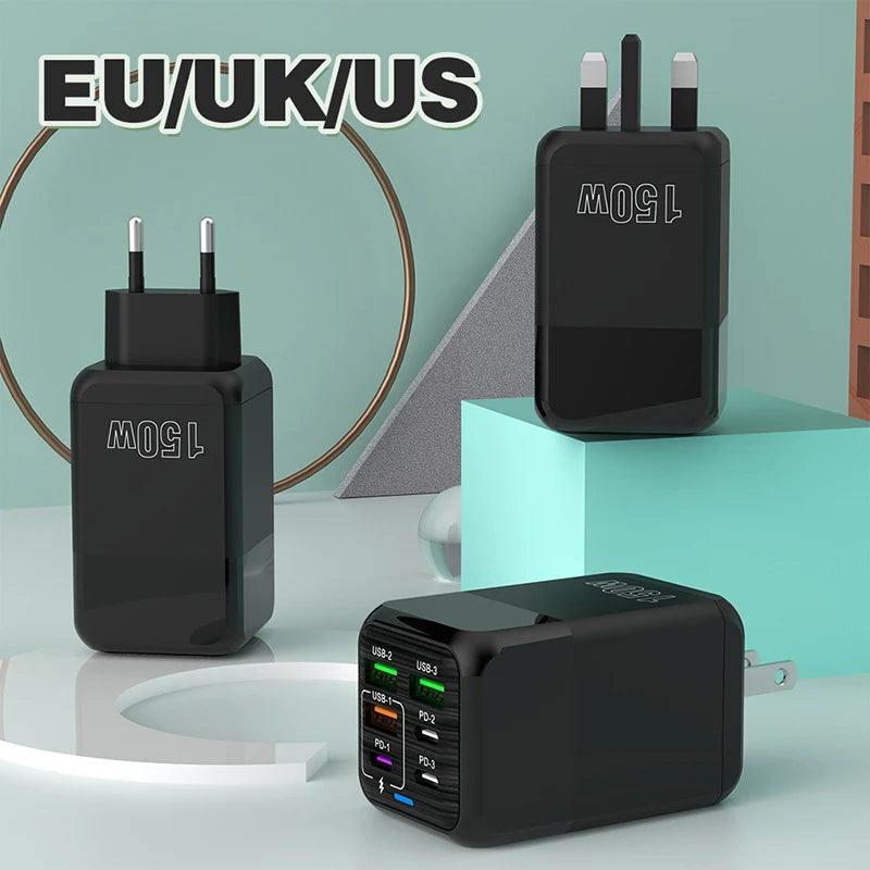 Carregador rápido USB tipo C PD 6A Cabo de carregamento rápido Adaptador de carga rápida 3.0 para celulares iPhone Samsung Oneplus