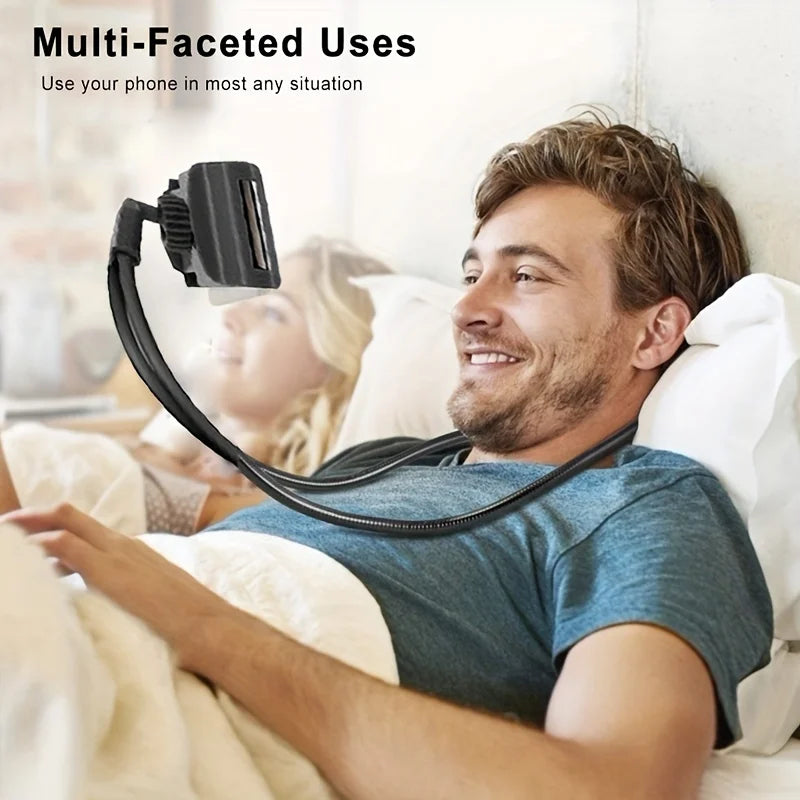 Suporte giratório de telefone de 360 graus, suporte para tablet de streaming ao vivo de mesa, suporte de colar preguiçoso, suporte de suspensão no pescoço