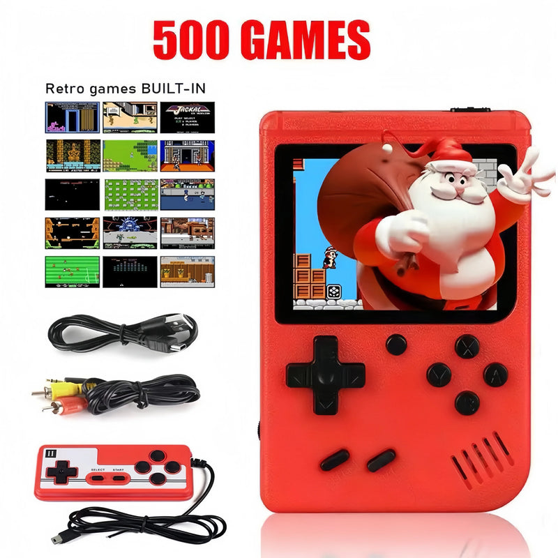 Mini console de videogame portátil de 8 bits e 3,0 polegadas LCD colorido para crianças com 500 jogos integrados