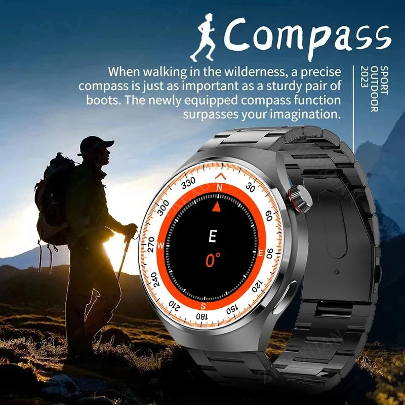 Relógio inteligente masculino relógio 4 pro amoled tela hd bluetooth chamada gps nfc freqüência cardíaca à prova dwaterproof água smartwatch 2024 novo
