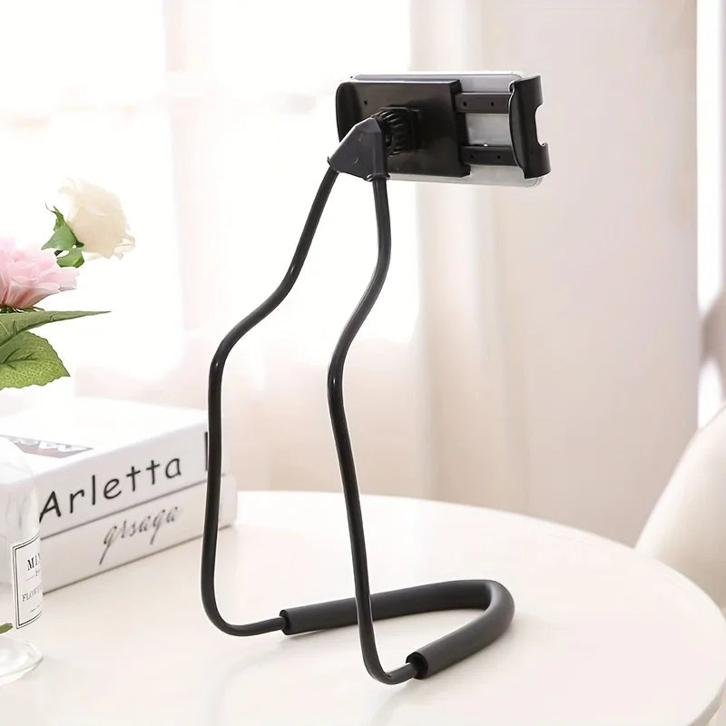 Suporte giratório de telefone de 360 graus, suporte para tablet de streaming ao vivo de mesa, suporte de colar preguiçoso, suporte de suspensão no pescoço