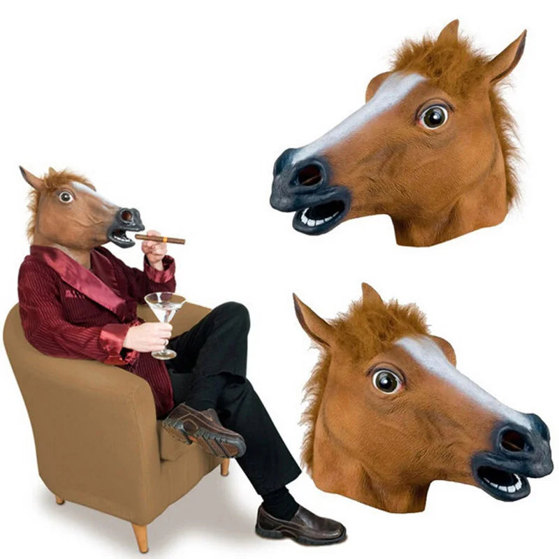 Novo criativo e peculiar halloween rpg máscara de cabeça de cavalo acessórios de cabeça de animal adereços de desempenho de festa