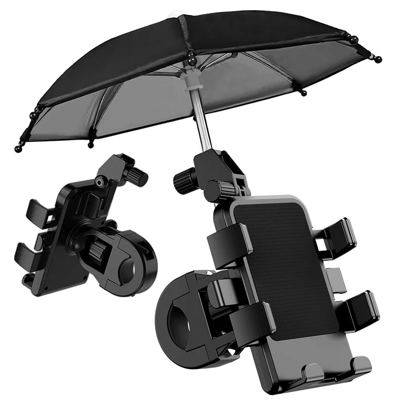Suporte de celular para motocicleta e guarda-chuva, à prova de chuva, para bicicleta, scooter, ao ar livre, clipe de telefone, montagem no guidão, para iphone
