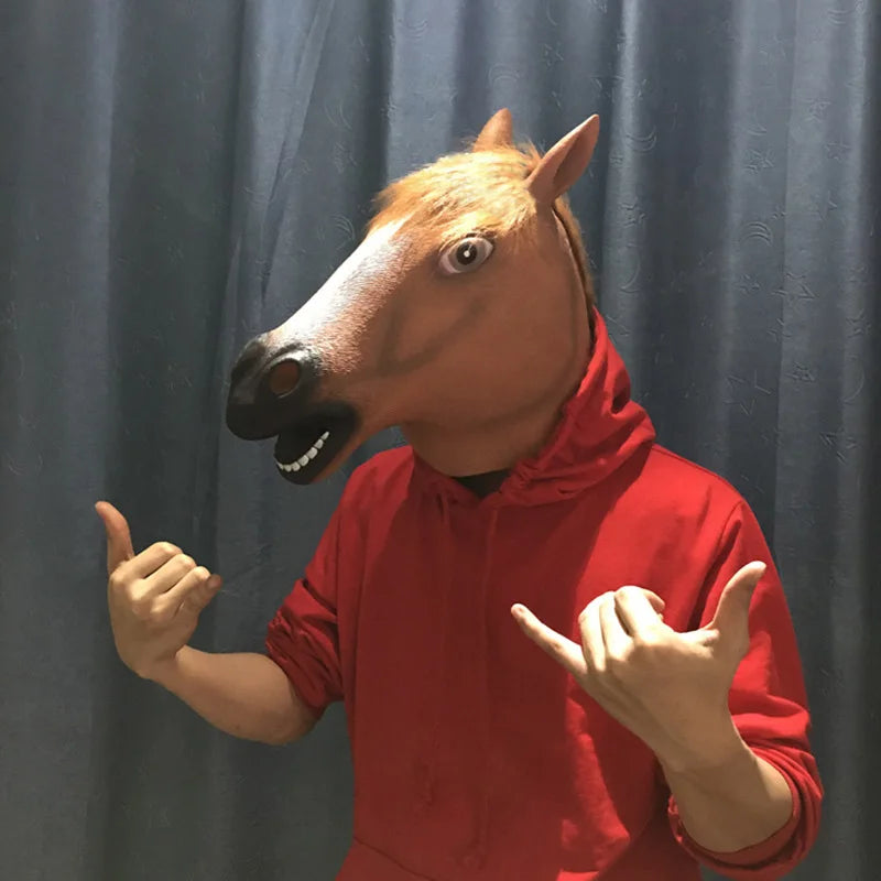 Novo criativo e peculiar halloween rpg máscara de cabeça de cavalo acessórios de cabeça de animal adereços de desempenho de festa