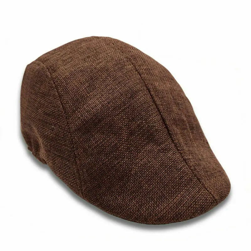 Boina masculina de linho com pico, boné de jornal ajustável, respirável, vintage, cor sólida, hera, bico de patinho, boinas para mulherer