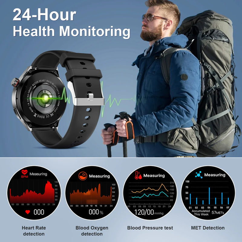Relógio inteligente masculino relógio 4 pro amoled tela hd bluetooth chamada gps nfc freqüência cardíaca à prova dwaterproof água smartwatch 2024 novo