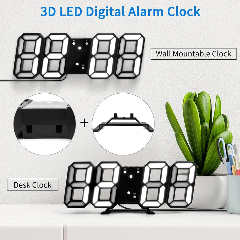 Relógio digital luminoso moda relógio de parede multifuncional criativo usb plug in relógio eletrônico decoração para casa